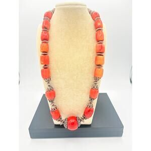 Natural Bamboo Coral Tribal Necklace with High‑Silver Artisan Nepalese Work